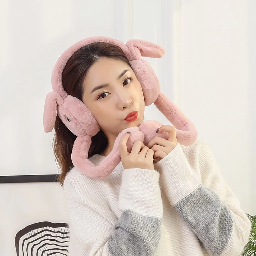 Creative Cute Moving Rabbit Ears Earmuffs Student Couple Personality Cold Winter Plush Earmuffs Ear Warm Ear Muffs - Image 3