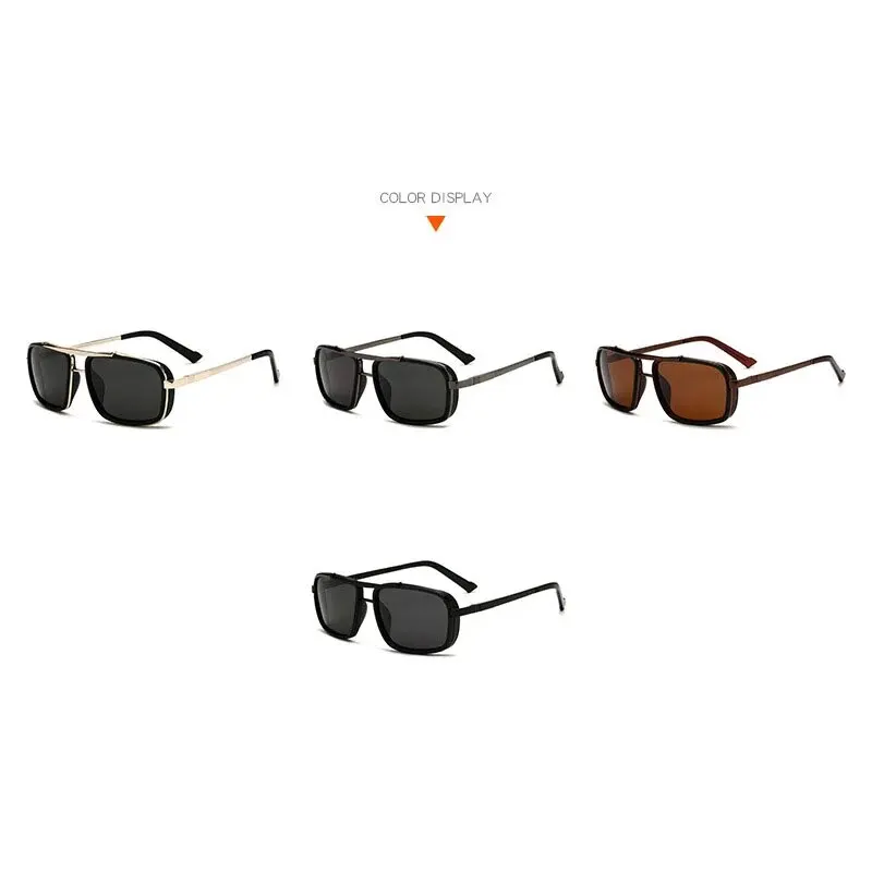 New Sunglasses Punk Sunglasses New Men's Square Uv400 Twin-beam Aviator Sunglasses - Image 3