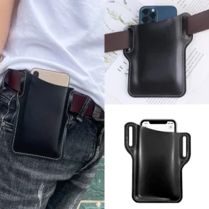 1PC Men's Vintage Leather Waist Bag - Crossbody Phone Pouch for Outdoor Sports, Work, Hiking​
