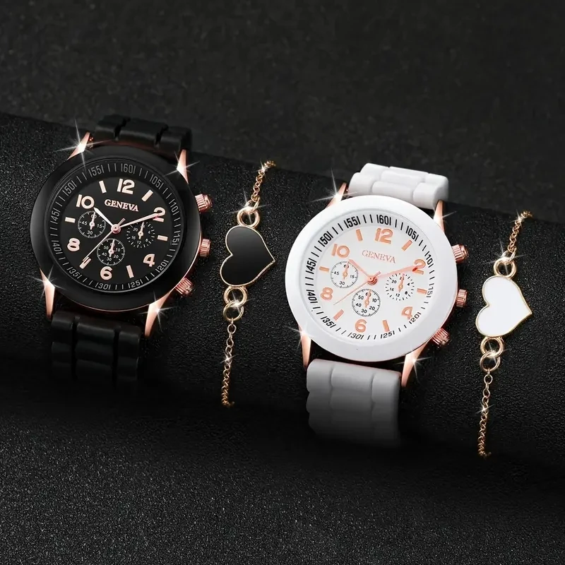 2Pcs Luxury Women's Watch Set Fashion Luxury Elegant Alloy Wristwatch Silicone Strap Couple Watch Men Quartz Holiday Gifts - Image 10