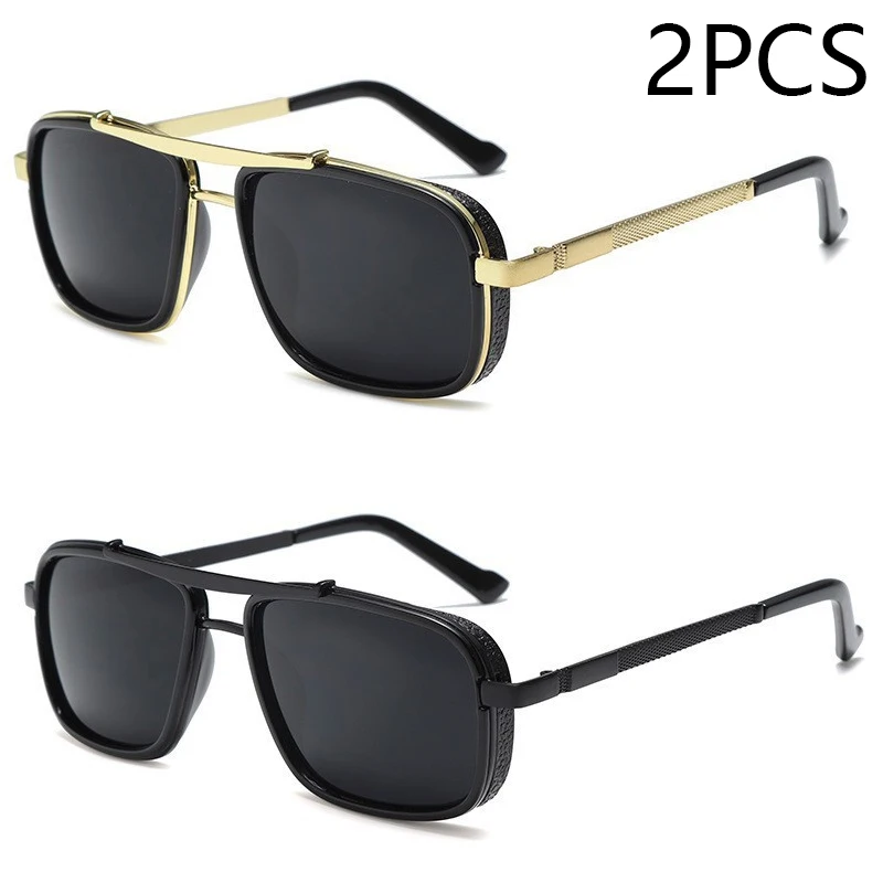 New Sunglasses Punk Sunglasses New Men's Square Uv400 Twin-beam Aviator Sunglasses - Image 11