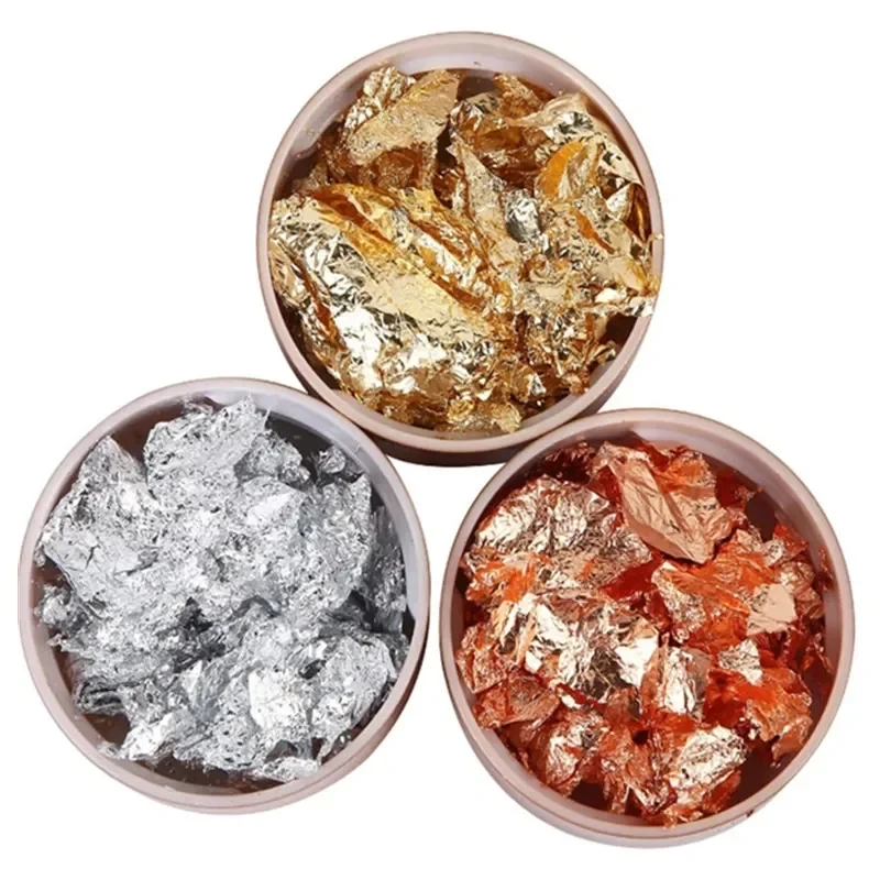3g Golden Silvery Foil Decorative Paper Resin Mold Filling Resin Jewelry Making Metallic Foil Flakes For Nail Art Painting Craft - Image 3