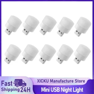 1/10Pcs Mini USB Night Light Warm White Eye Protection Book Reading Light USB Plug Computer Mobile Power Charging LED Night Lamp