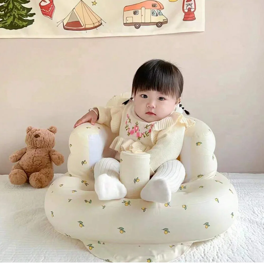 Infant Shining Baby Inflatable Sofa Children Puff Portable Bath Chairs PVC Multifunctional Seat Practice Sitting Bath Stool - Image 4