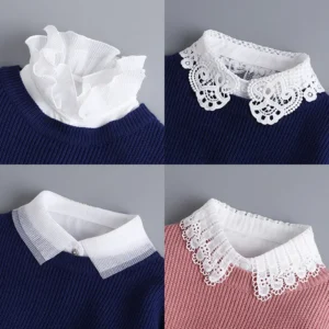 Hollow Lace Lapel Fake Collar Blouse Sweater Detachable Shirt Collar False Collar Lapel Women Half Shirt Top Collars Decor