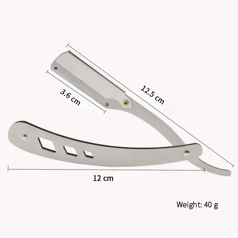 Shaving Barber Razor and Blades Men Tools Hair Antique Black Folding Shaving Knife Unisex Hair Removal (Without Blade) - Image 4