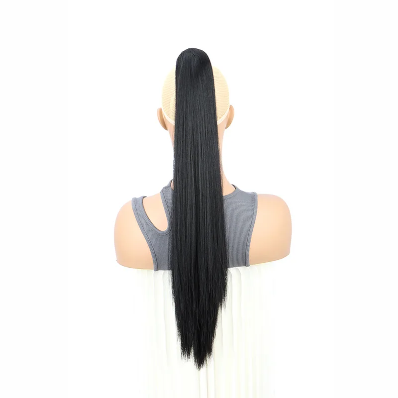 24Inch Synthetic Long Straight Claw Clip On Ponytail Hair Extensions Heat Resistant Ponytail Blonde Black Hairpiece for Women - Image 18