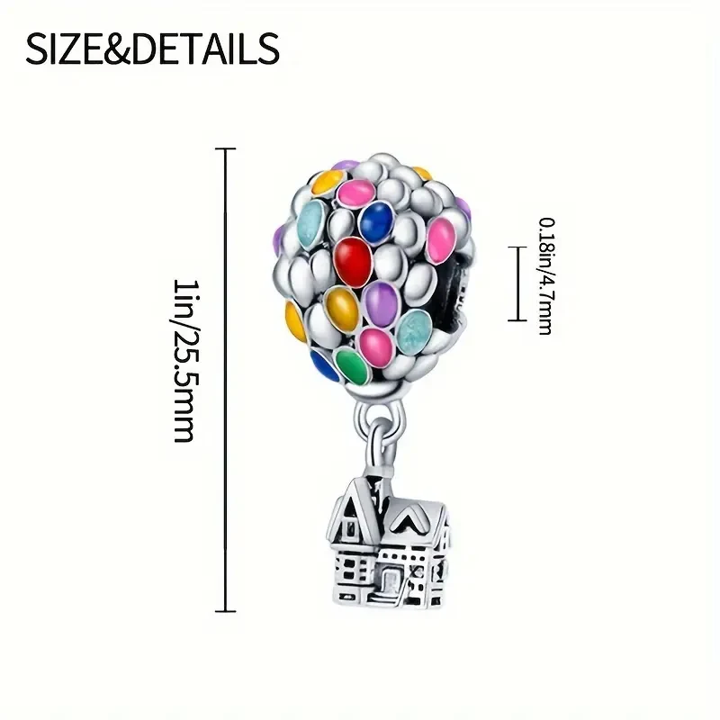 Hot Sale Charms Bead 925 Sterling Silver Pixar Up House & Balloons Dangle Fit Bangle Bracelet Necklace DIY Jewelry - Image 2