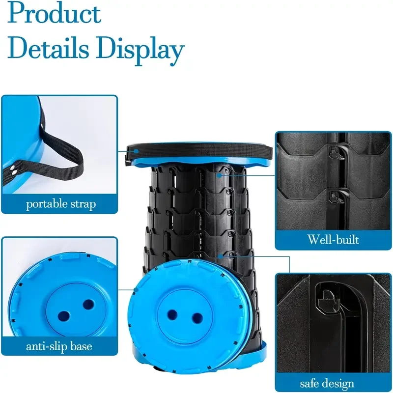 Portable Expandable Stool For Outdoor Activities, Lightweight Folding Stool For Traveling, Fishing And Hiking, Outdoor Camping - Image 2