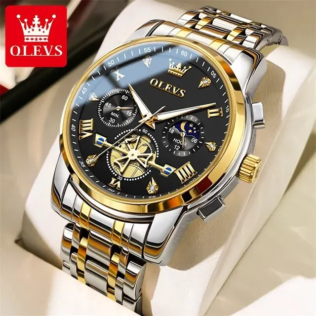 OLEVS 2856 Man Watch 24 Hour Moon Phase Chronograph Waterproof Luminous Multifuncation Original Luxury Quartz Wristwatch for Men - Image 10