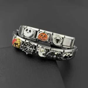 Italian Charm Stainless Steel Bracelet DIY Splicing Module 9mm Halloween Series Personalized Assembly Elasticity Dark Cool