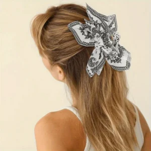 Retro Temperament Leopard Print Fabric Double-Sided Bow Clip High-End Hair Accessories For Women
