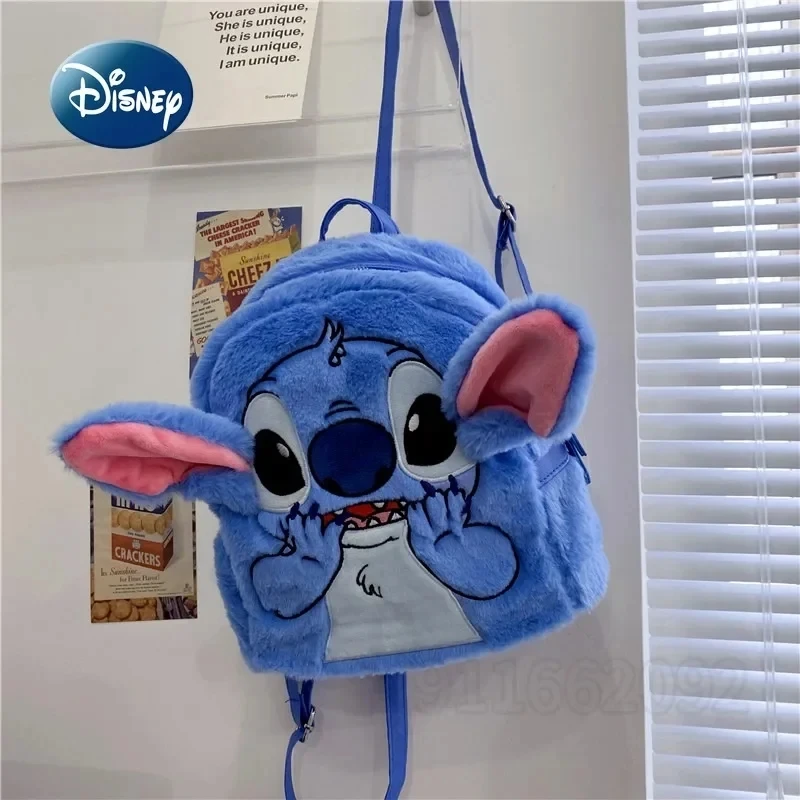 New Disney Stitch Plush Backpack Ins Japanese Blue Funny Cartoon Large-Capacity Student Backpack Kindergarten Bag Child Gift - Image 2