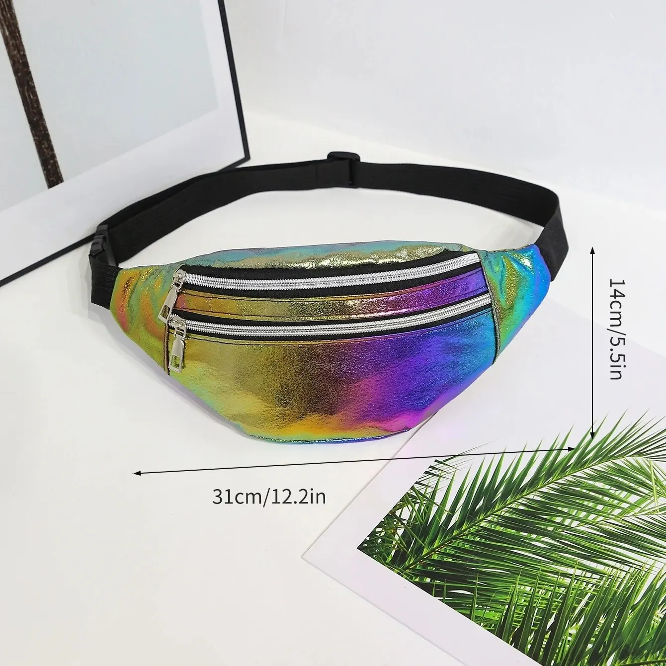 Holographic Fanny Pack Hologram Waist Bag Laser Beach Travel Banana Hip Bum Zip Waist Bags Women Belt Bag For Girls - Image 6