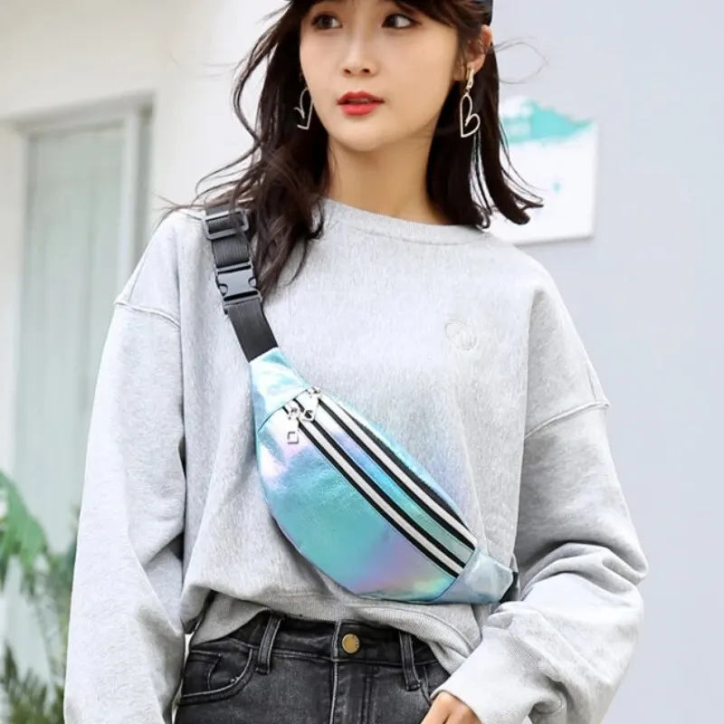 Holographic Fanny Pack Hologram Waist Bag Laser Beach Travel Banana Hip Bum Zip Waist Bags Women Belt Bag For Girls - Image 5