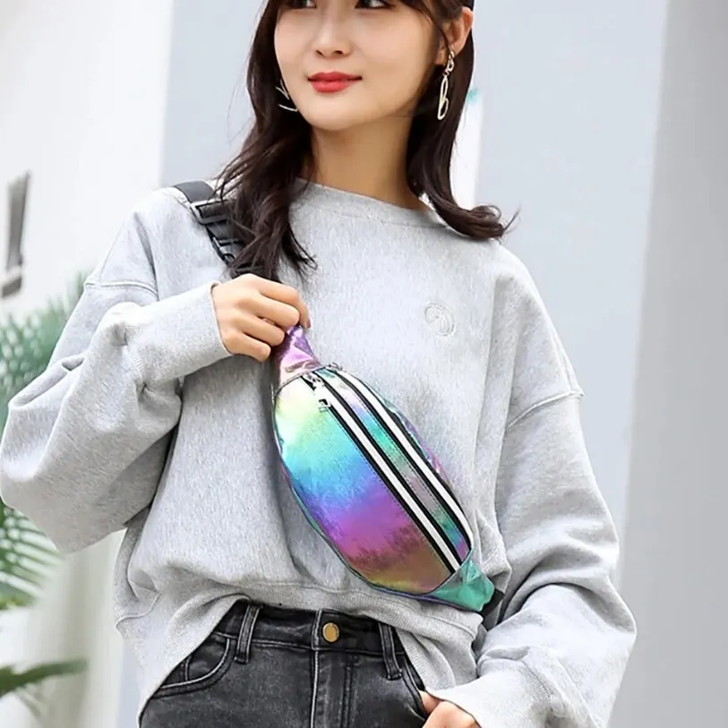 Holographic Fanny Pack Hologram Waist Bag Laser Beach Travel Banana Hip Bum Zip Waist Bags Women Belt Bag For Girls - Image 2